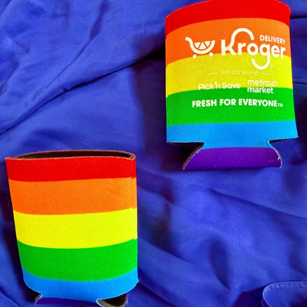(1) Kroger Rainbow Pride Can Stubby Cooler Koozie
